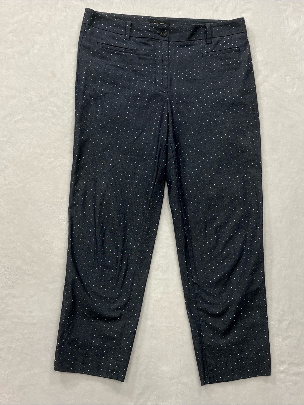 Ann Taylor Navy Blue w/ White Polka Dots Dress Pants Women’s Size 8